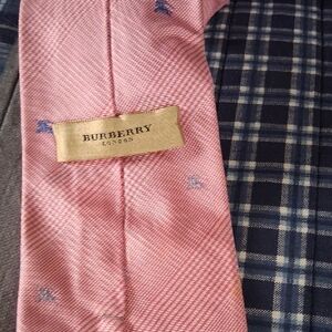 Burberry Pink Checkered Tie with Blue Accents